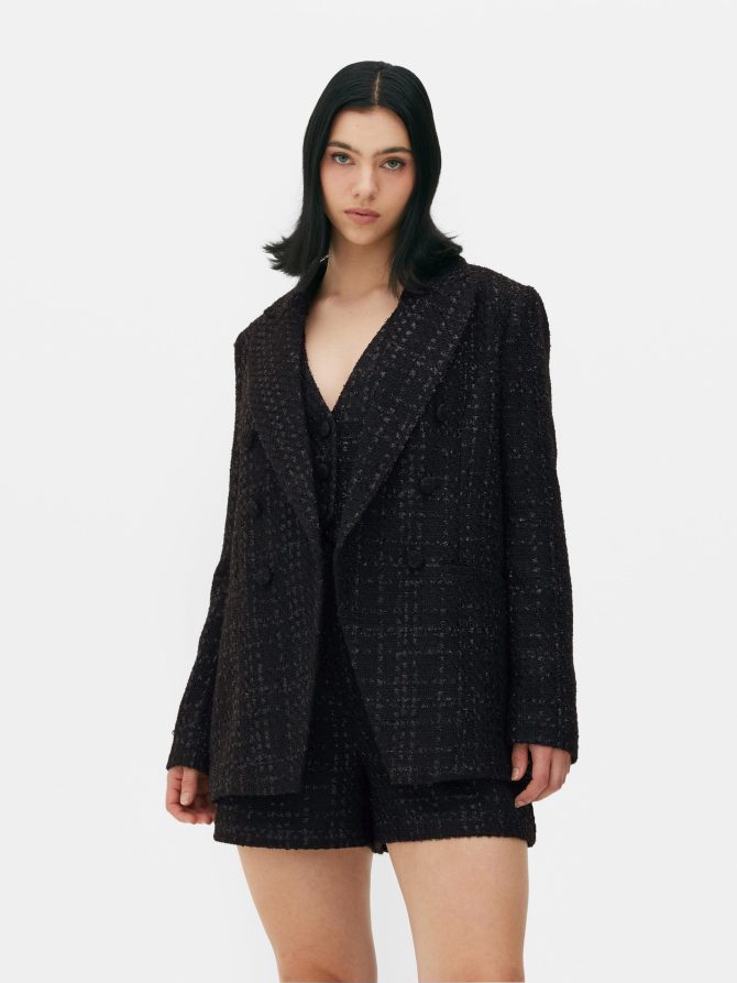 Shimmer Bouclé Double-Breasted Blazer - Image 2