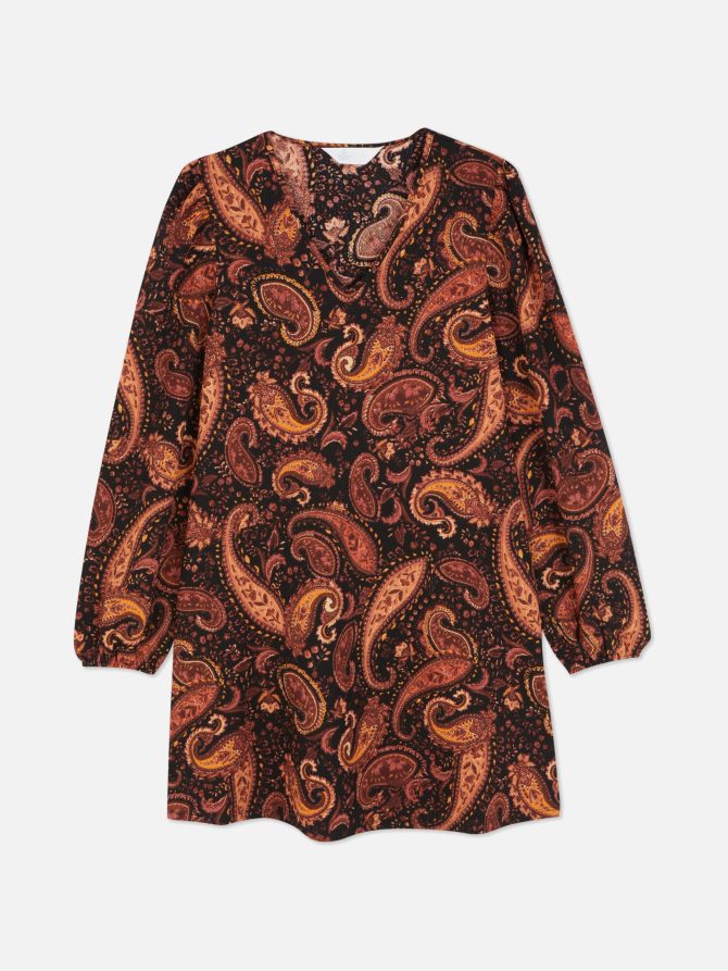 Long Sleeve V-Neck Mini Dress - Image 5