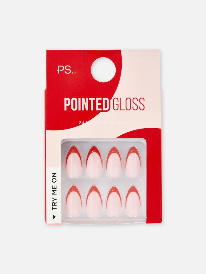 PS Red Tip Press On Nails