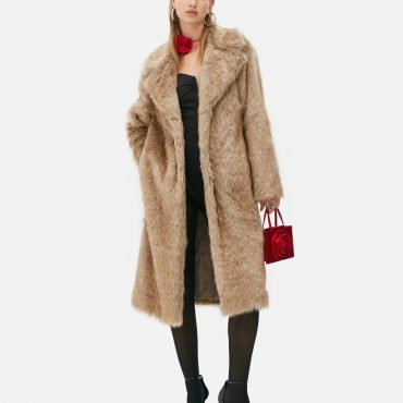 Rita Ora Midi Faux Fur Coat