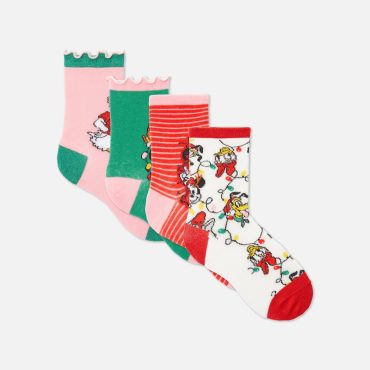 4-Pack Kids' Disney's Mickey Mouse and Friends Christmas Ankle Socks