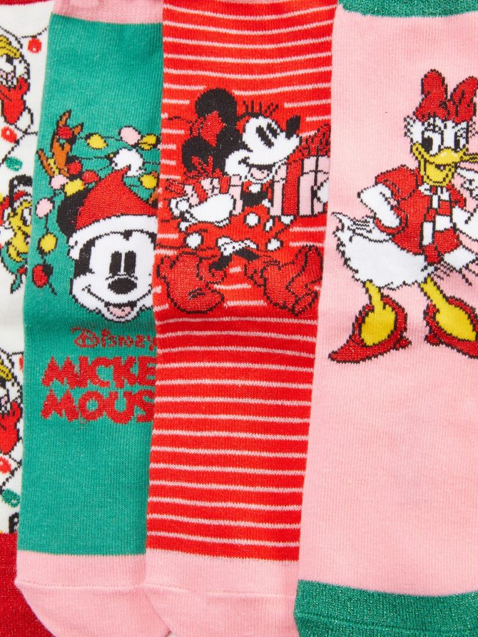 4-Pack Kids' Disney's Mickey Mouse and Friends Christmas Ankle Socks - Image 2