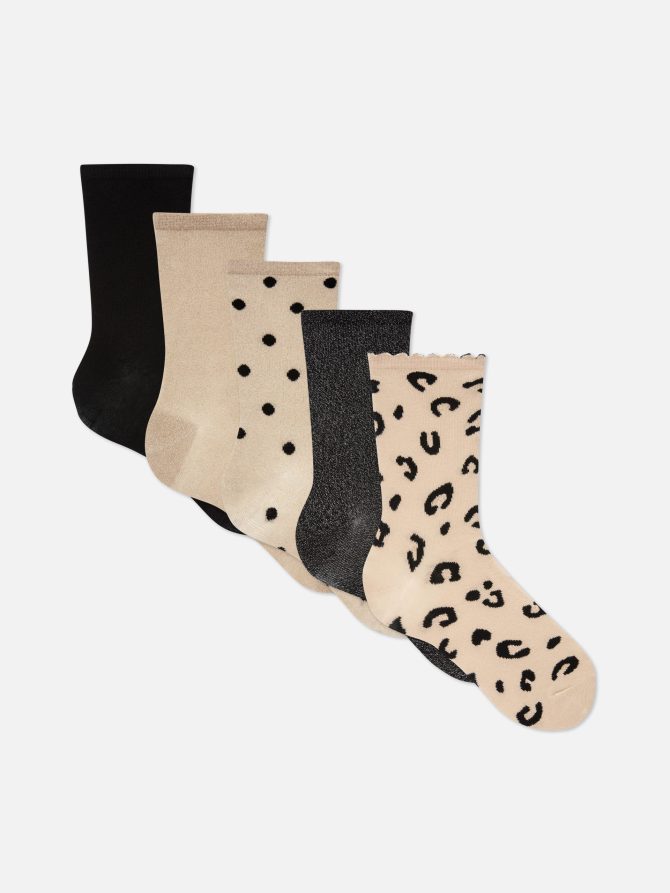 5-Pack Glitter Crew Socks