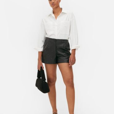Stud Faux Leather Shorts