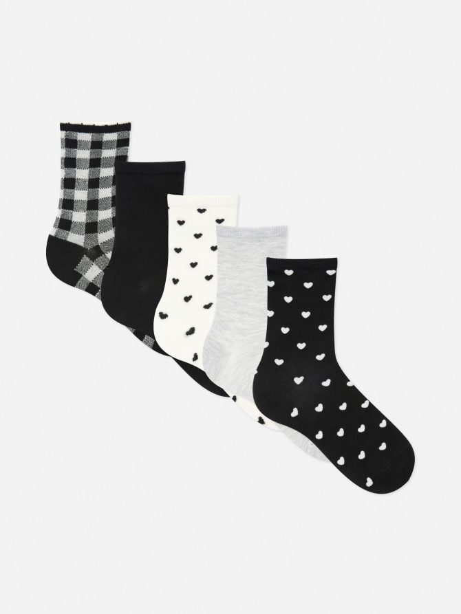 5-Pack Pattern Crew Socks