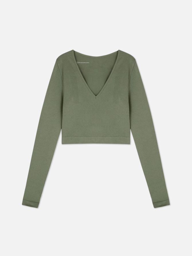 Seamfree Long Sleeve V-Neck Crop Top - Image 5