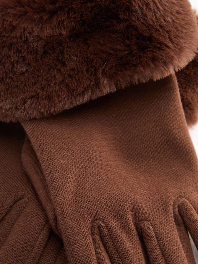Faux Fur Cuff Gloves - Image 2