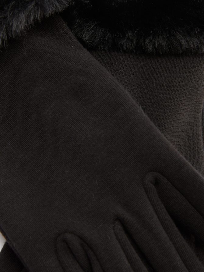 Faux Fur Cuff Gloves - Image 2