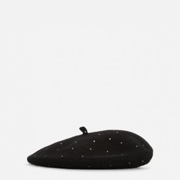 Rhinestone Detail Wool Beret