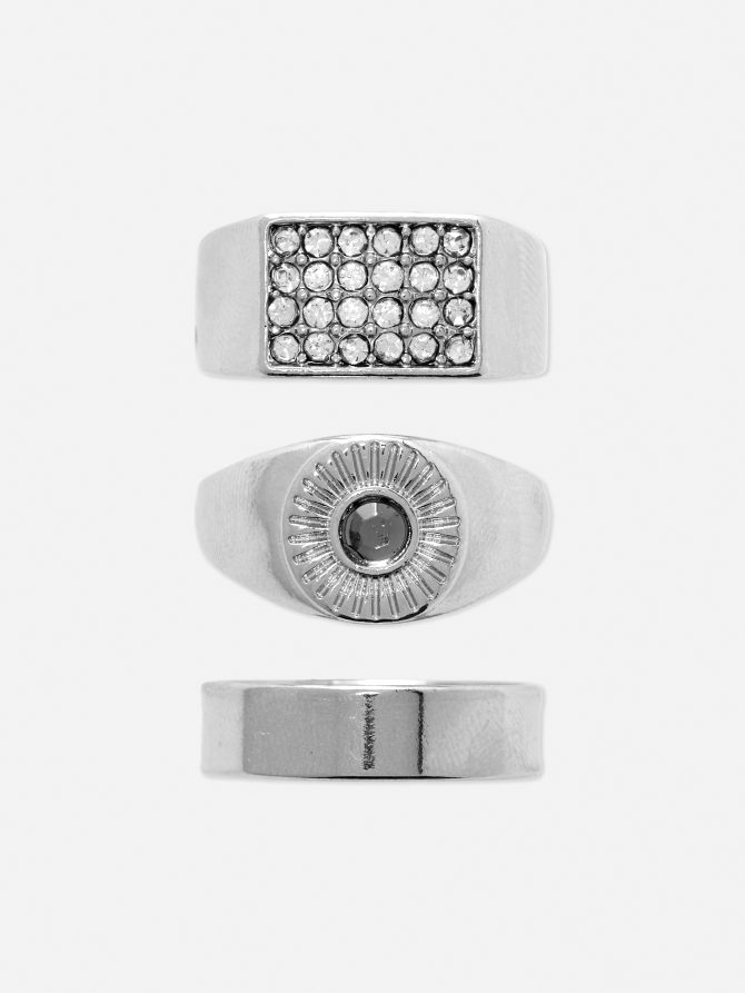 3-Pack Rhinestone Rings