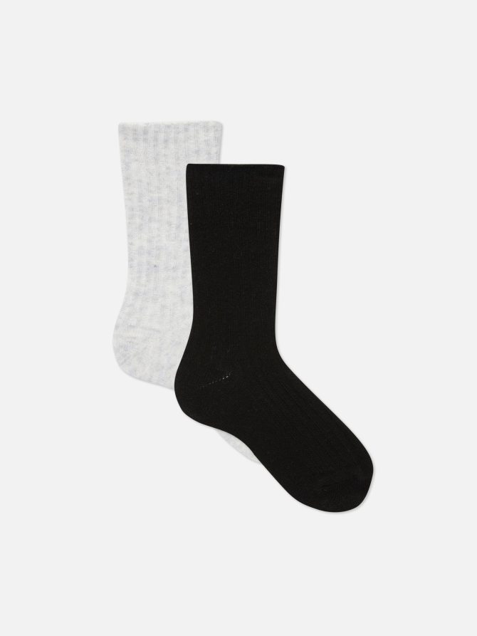 2-Pack Ribbed Warm Crew Socks