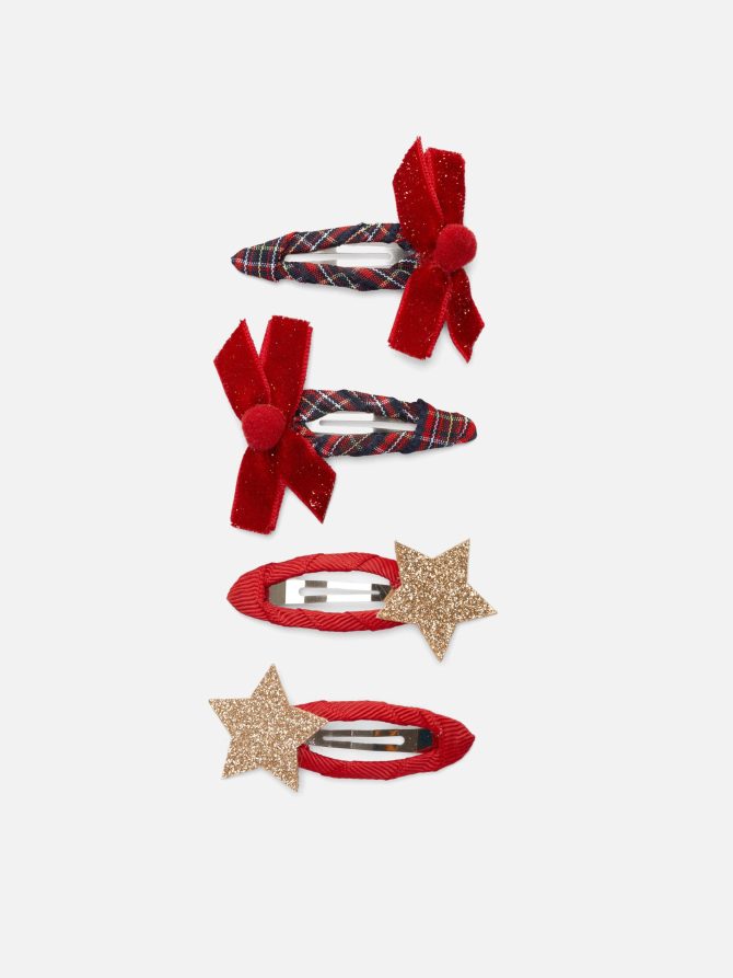 4-Pack Christmas Snap Hair Clips