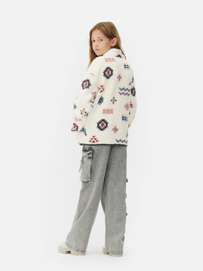 Abstract Borg Zip-up Sweatshirt - Image 2