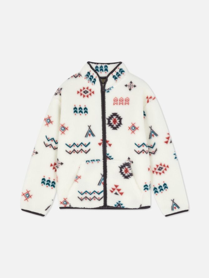 Abstract Borg Zip-up Sweatshirt - Image 3