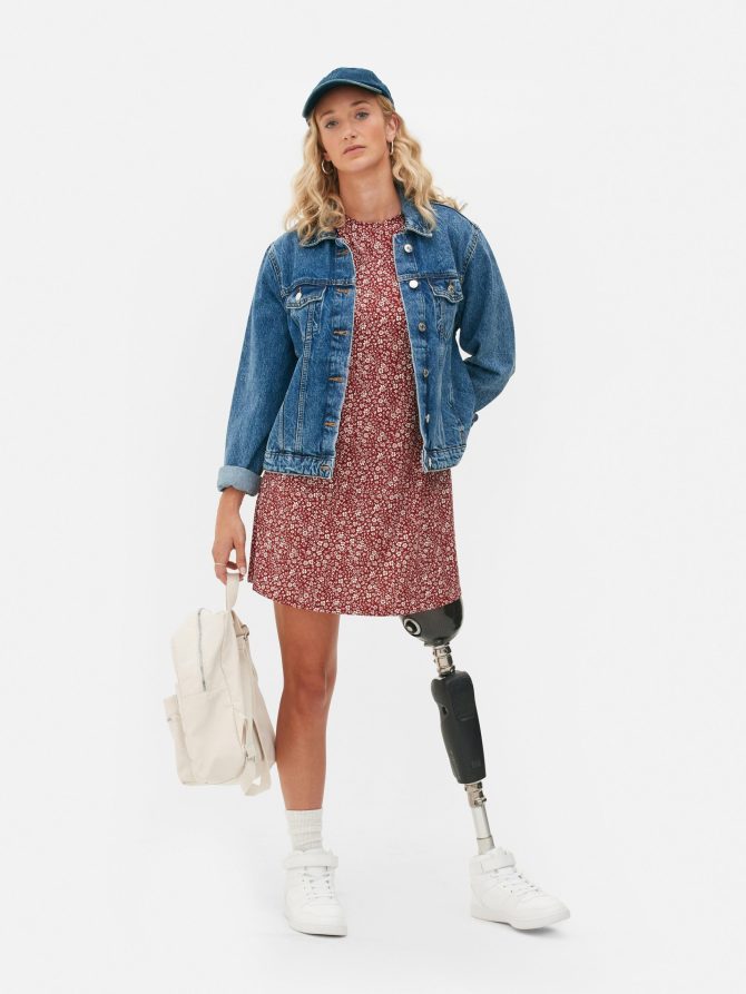 Printed Long Sleeve Mini Dress
