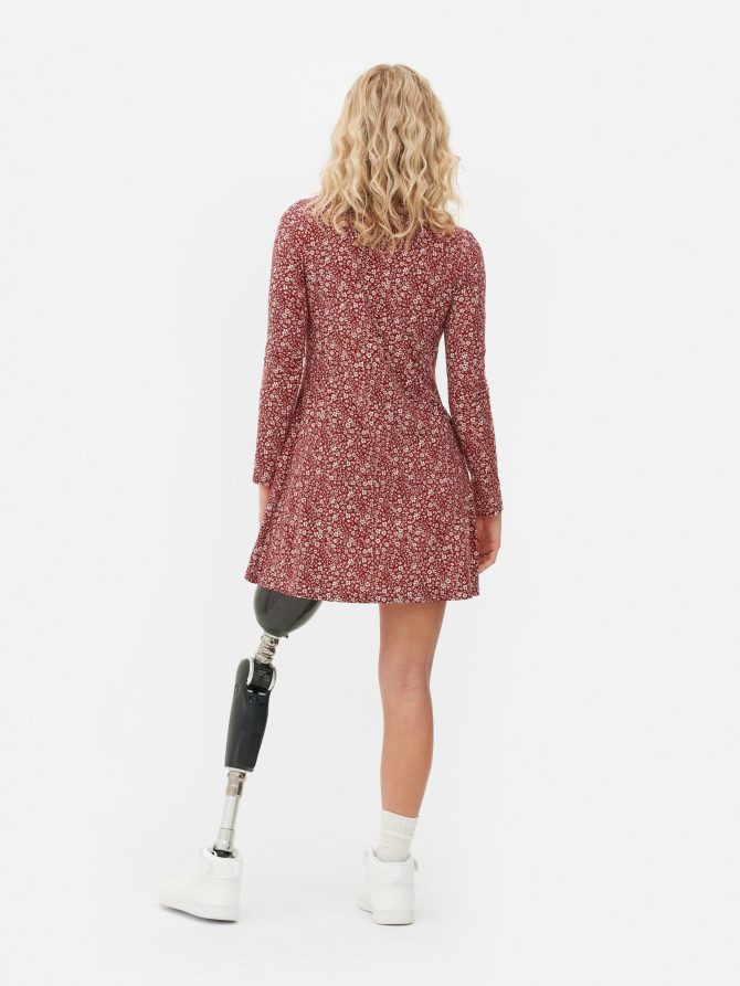 Printed Long Sleeve Mini Dress - Image 4