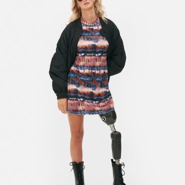 Printed Long Sleeve Mini Dress