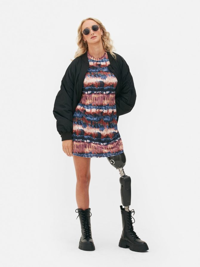 Printed Long Sleeve Mini Dress