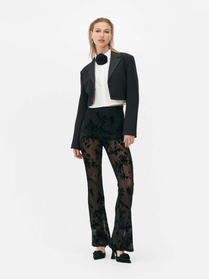 Rita Ora Cropped Tuxedo Blazer