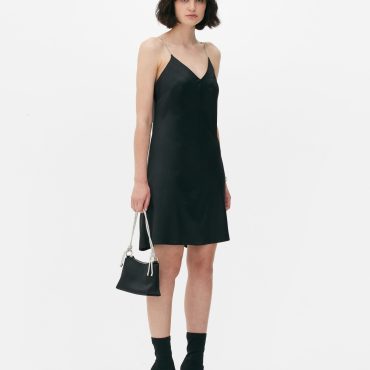 Rhinestone Strap Satin Mini Dress