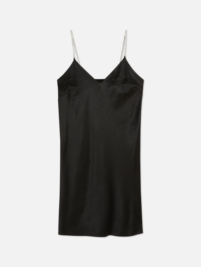 Rhinestone Strap Satin Mini Dress - Image 5