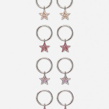 8-Pack Star Charm Hair Rings