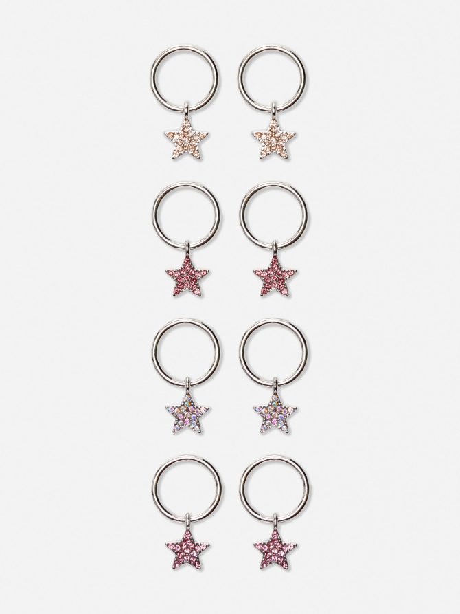8-Pack Star Charm Hair Rings