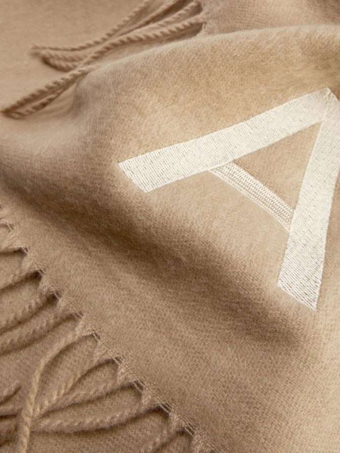 Embroidered Initial Fringed Scarf - Image 2