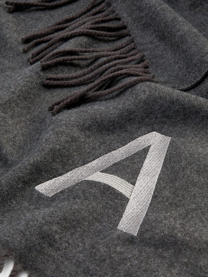 Embroidered Initial Fringed Scarf - Image 2