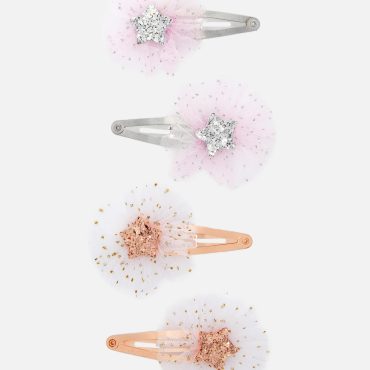 4-Pack Sequin Tulle Snap Hair Clips