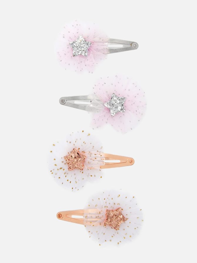 4-Pack Sequin Tulle Snap Hair Clips