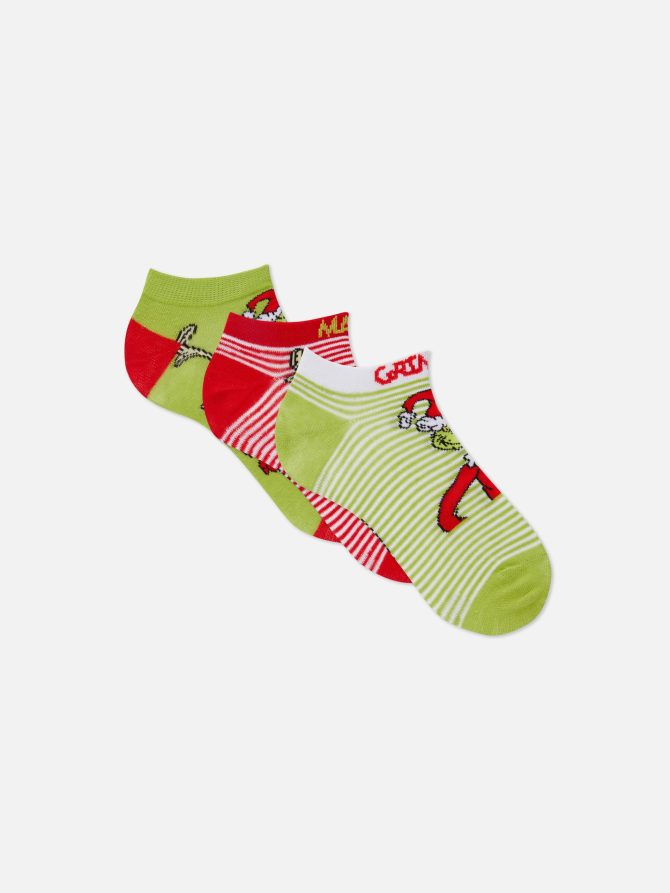 3-Pack Women's The Grinch Ankle Socks