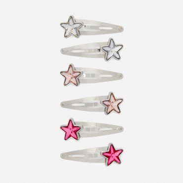 6-Pack Star Gemstone Snap Hair Clips
