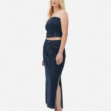 Striped Denim Corset Top