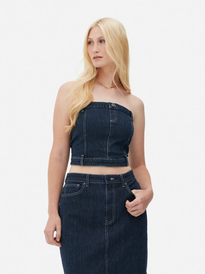 Striped Denim Corset Top - Image 2