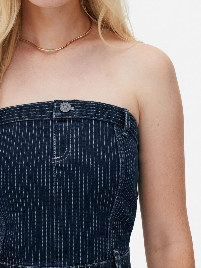 Striped Denim Corset Top - Image 3