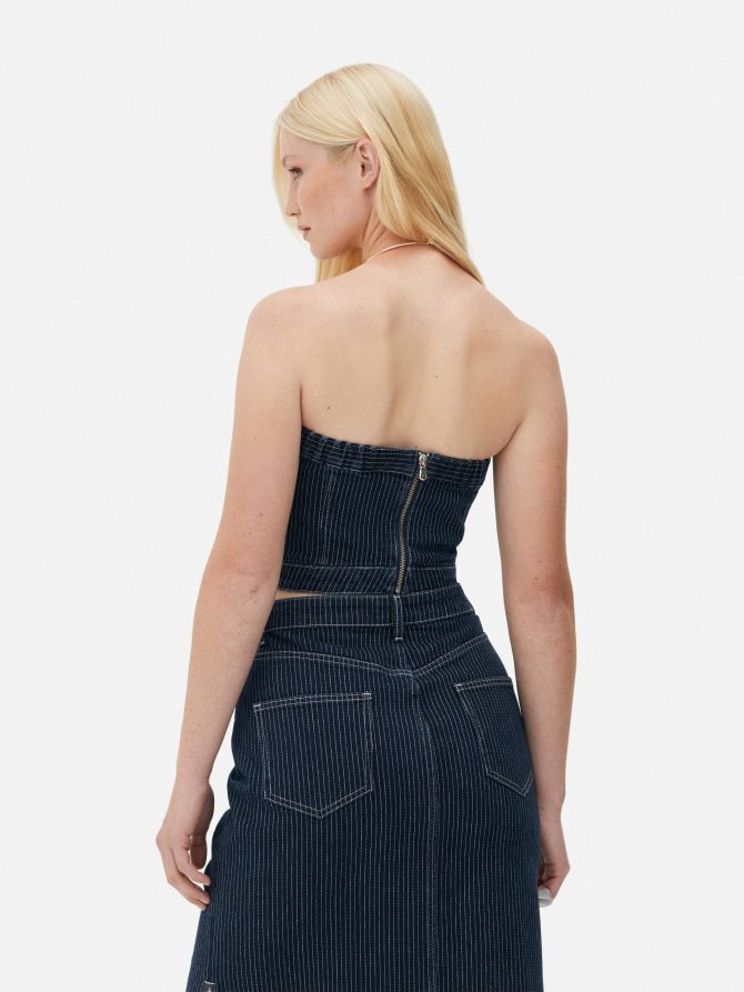 Striped Denim Corset Top - Image 4