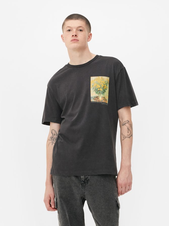 Claude Monet Flowers Graphic T-Shirt - Image 2
