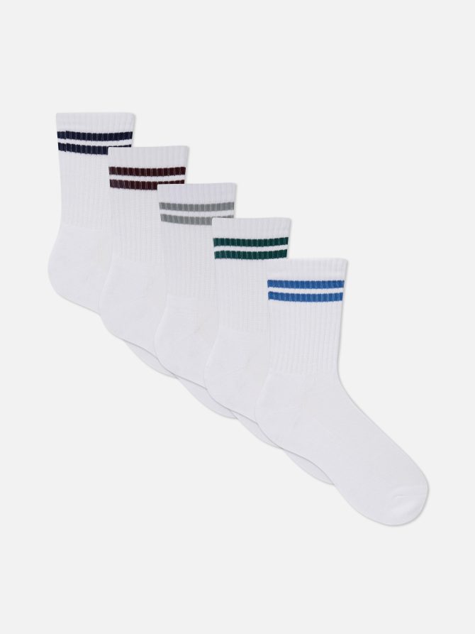5-Pack Striped Sports Crew Socks