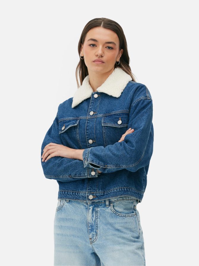 Fleece Collar Denim Jacket - Image 2