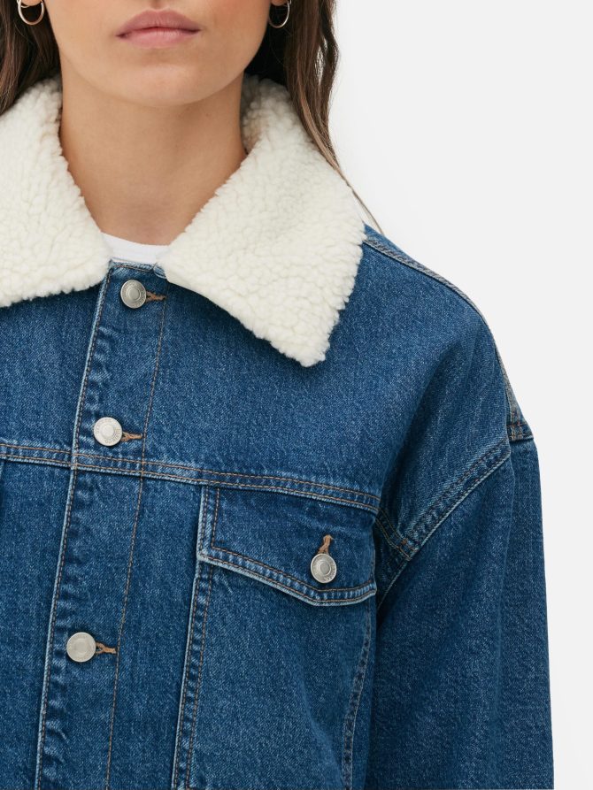 Fleece Collar Denim Jacket - Image 4