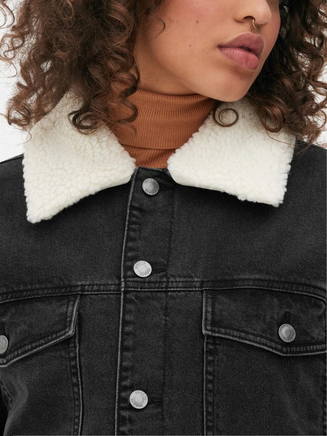 Fleece Collar Denim Jacket - Image 3