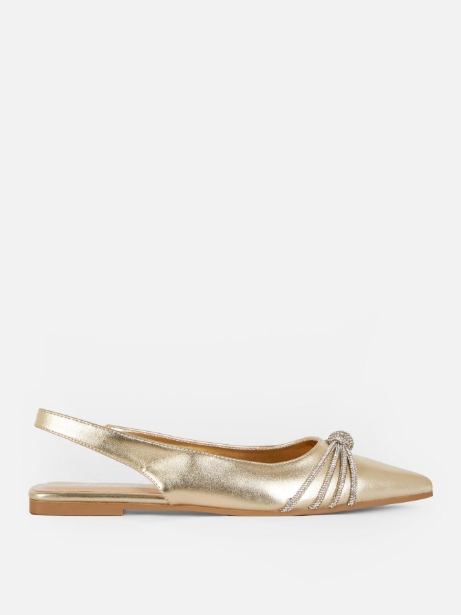 Rhinestone Chain Slingback Flats