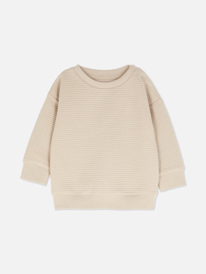 Ribbed Crew Neck Sweatshirt