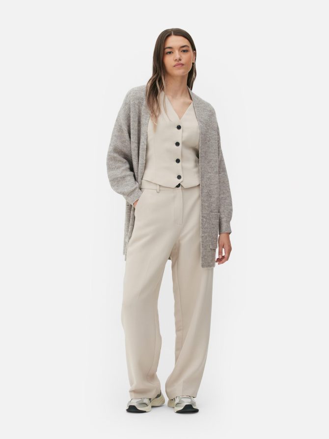 Ribbed Open Front Cardigan