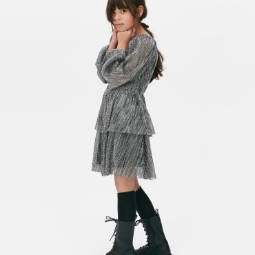 Metallic Plissé Dress