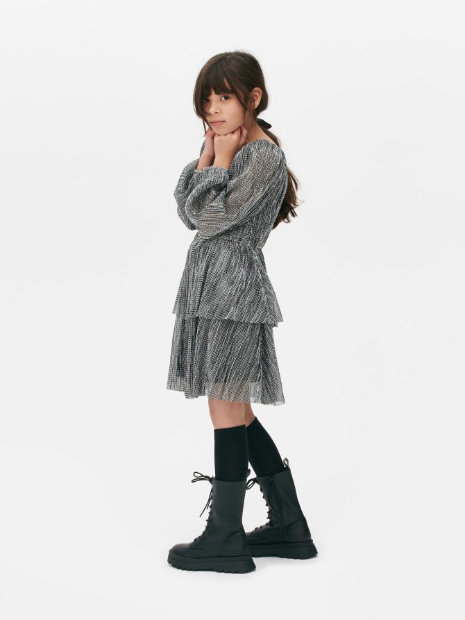 Metallic Plissé Dress