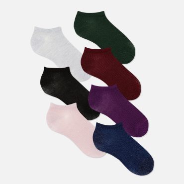 7-Pack Ribbed Shimmer Sneaker Socks