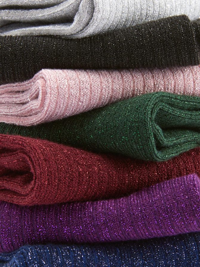 7-Pack Ribbed Shimmer Sneaker Socks - Image 2