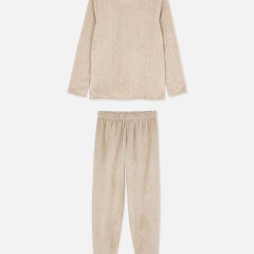Cable Texture Fleece Pajamas